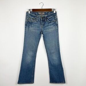 Y2k 2000s Low Rise Bootcut Semi Flare Denim Jeans Size 1 Streetwear Grunge Indie